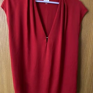 Anne Klein Bold Red V-Neck Blouse